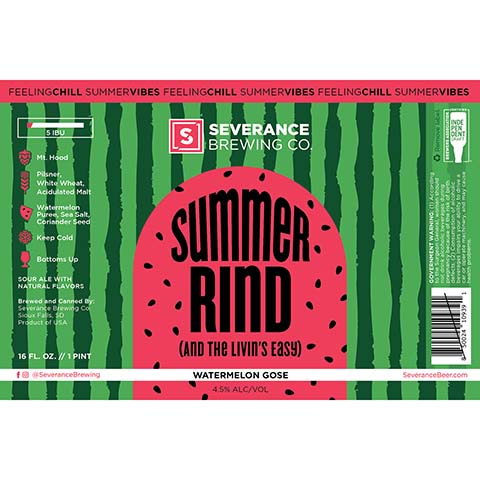 Severance Summer Rind Gose by Severance Brewing Company, beer label