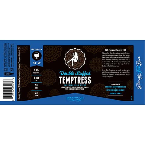 Lakewood Double Stuffed Temptress Imperial Milk Stout by Lakewood Brewing Co, beer label