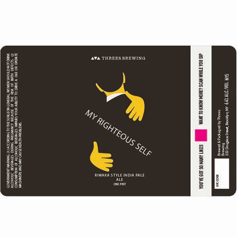 Threes My Righteous Self IPA by Threes Brewing, beer label