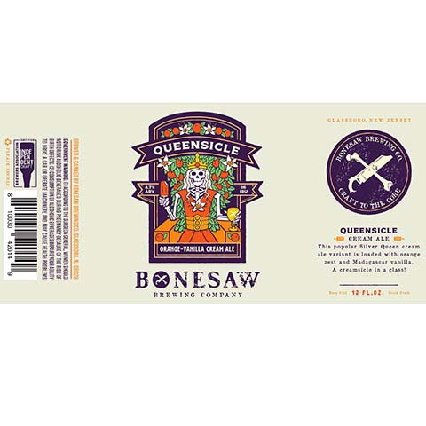 Bonesaw Queensicle Cream Ale by Bonesaw Brewing Co., beer label