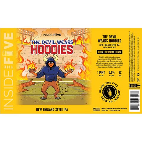 Inside The Five The Devil Wears Hoodies NEIPA by Inside The Five Brewing, beer label