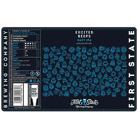 First State Excited Beeps Hazy IPA by First State Brewing company, beer label