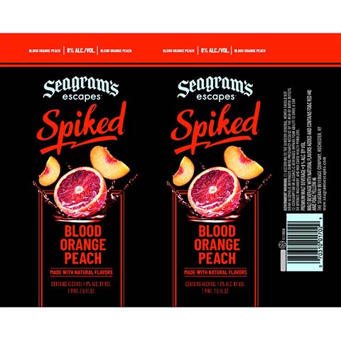Seagram’s Spiked Blood Orange Peach by Seagram, beer label