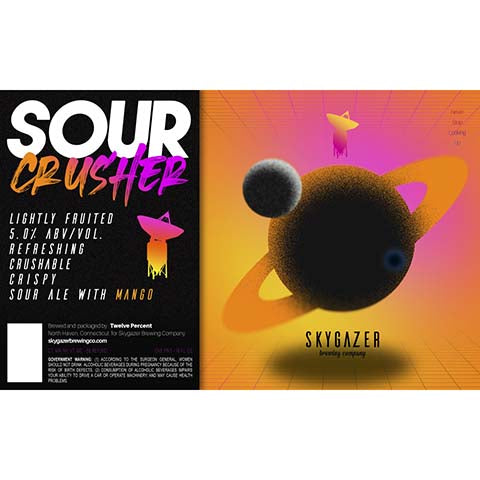 Skygazer Sour Crusher Mango Ale by SKYGAZER Brewing Co, beer label