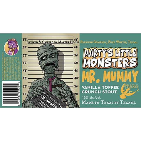 Martin House Marty's Little Monsters Mr. Mummy Stout by Martin House Brewing Company, beer label