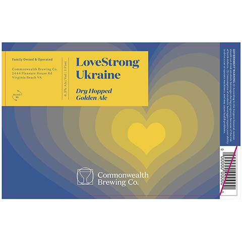 Commonwealth LoveStrong Ukraine Golden Ale by Commonwealth Brewing Co., beer label