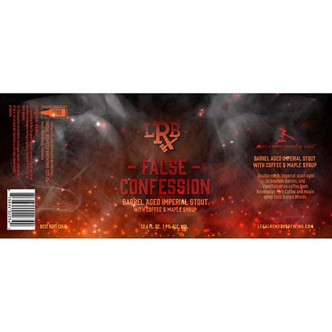 Legal Remedy False Confession Imperial Stout by Legal Remedy Brewing, beer label
