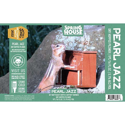 Spring House Pearl Jazz Dry Hopped Pilsner by Spring House Brewery, beer label