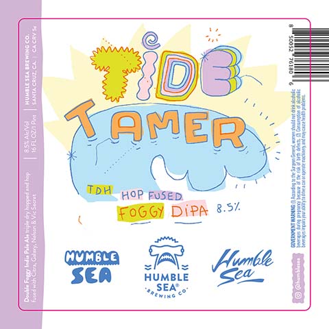 Humble Sea Tide Tamer DIPA by Humble Sea Brewing Co, beer label