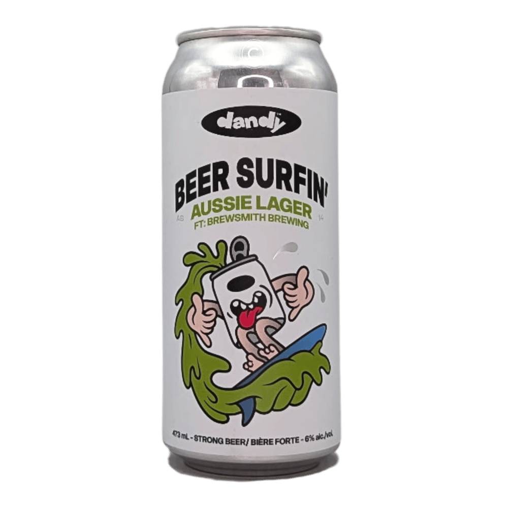 Beer Surfin' Lager by The Dandy Brewing Company x Brewsmith Brewing Co., beer label