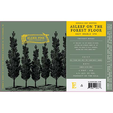 Elder Pine Asleep on the Forest Floor Hazy DIPA by Elder Pine Brewing & Blending Co., beer label