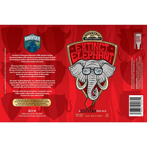Minocqua Extinct Elephant by Minocqua Brewing Co, beer label