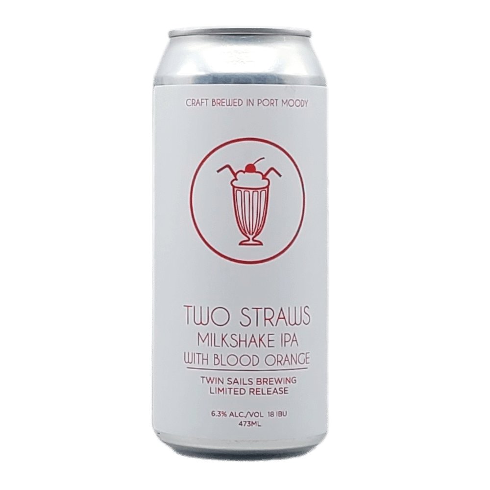 Two Straws Milkshake IPA with Blood Orange by Twin Sails Brewing, beer label