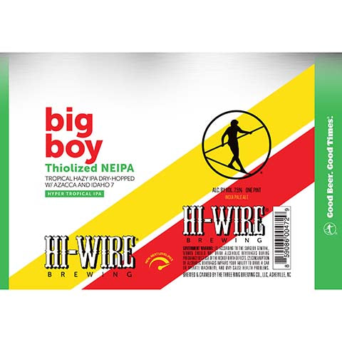 Hi-Wire Brewing Big Boy Thiolized NEIPA by The Bruery, beer label