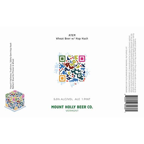 Mount Holly Atem Wheat Beer by Mount Holly Beer Co., beer label