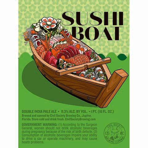 Civil Society Sushi Boat DIPA by Civil Society Brewing Co, beer label