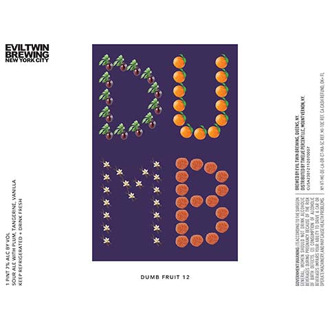 Evil Twin Dumb Fruit 12 Sour Ale by Evil Twin Brewing, beer label