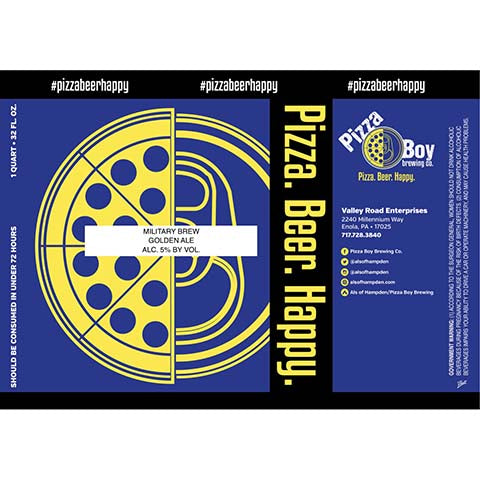 Pizza Boy Military Brew Golden Ale by Pizza Boy Brewing Co, beer label