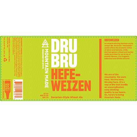 Dru Bru Hefeweizen Bavarian Wheat Ale by Dru Bru, beer label
