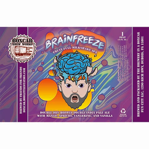 Boxcar Brainfreeze Fruit Full Milkshake IPA by Boxcar Brew Works, beer label