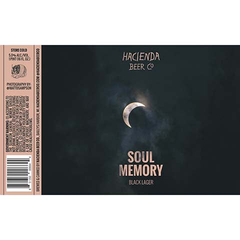 Hacienda Soul Memory Black Lager by Hacienda Beer Co., beer label