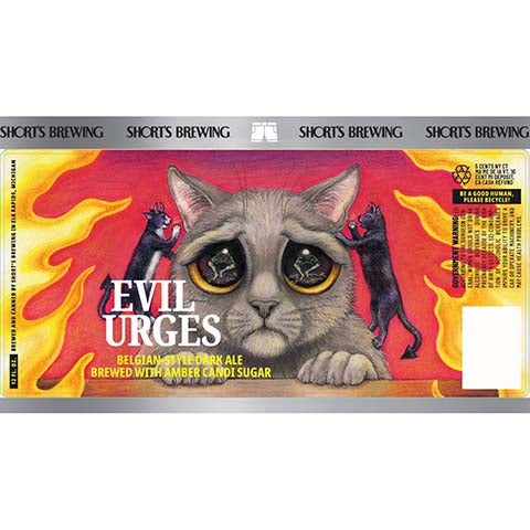Short's Brew Evil Urges Dark Ale by Short's Brewing Co, beer label