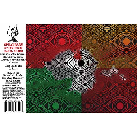Barreled Souls Speakeasy Strawberry Basil Smash Sour by Barreled Souls Brewing Company LLC, beer label