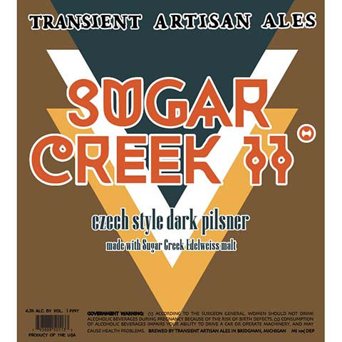 Transient Artisan Ales Sugar Creek 11 Dark Pilsner by Transient Artisan Ales, beer label