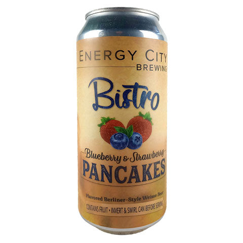 Energy City "Bistro Blueberry & Strawberry Pancakes" Fruited Berliner Weisse by Energy City Brewing, beer label