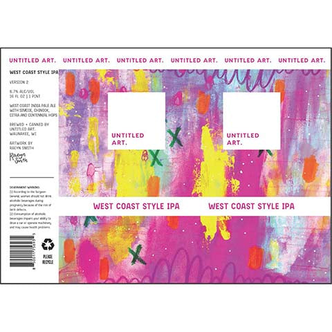 Untitled Art West Coast Style IPA Version 2 by Untitled Art, beer label