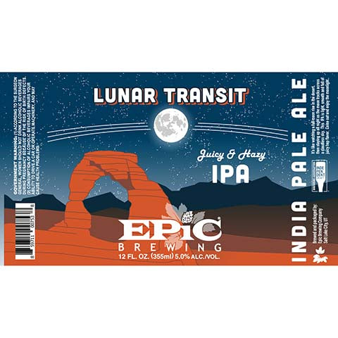 Epic Lunar Transit IPA by Epic Brewing Company, beer label