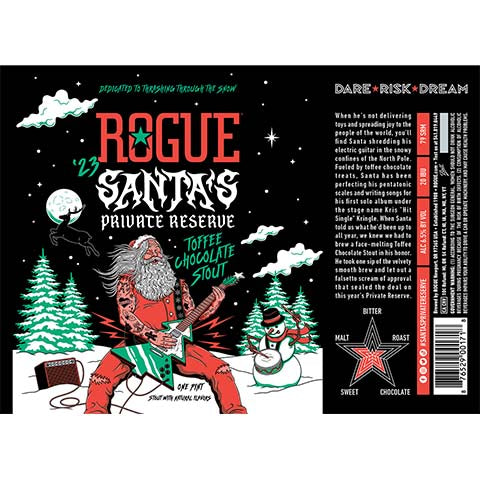 Rogue Santa's Private Reserve Toffee Chocolate Stout by Rogue Ales Brewery, beer label