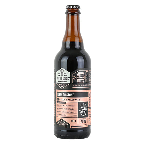 Bottle Logic Flesh To Stone Peach Barleywine by Bottle Logic Brewing, beer label