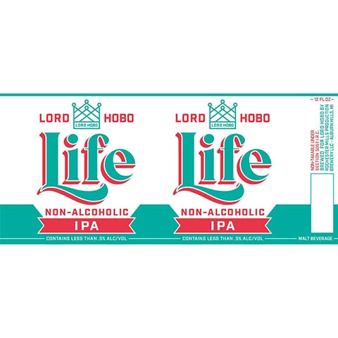 Lord Hobo Life IPA (Non-Alcoholic) by Lord Hobo Brewing Co, beer label