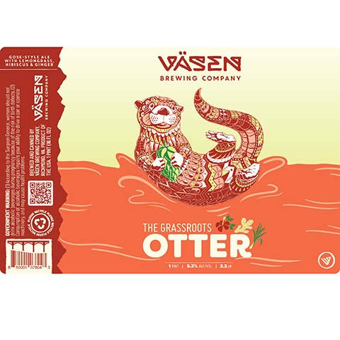 Vasen The Grassroots Otter Gose Ale by Vasen Brewing Company, beer label