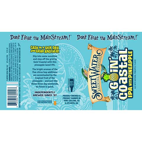 Sweetwater Goin Coastal IPA by SweetWater Brewing Co, beer label