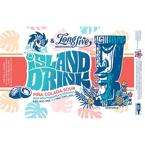 Sand City Island Drink Beer by Sand City Brewing Co., beer label