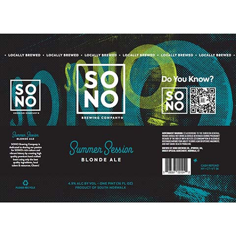 SONO Summer Session Blonde Ale by SONO Brewing Company, beer label