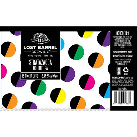 Lost Barrel Stratazacca DIPA by Lost Barrel Brewing, beer label
