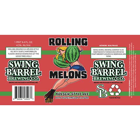 Swing Barrel Rolling Melons Kolsch Ale by Swing Barrel Brewing Co., beer label