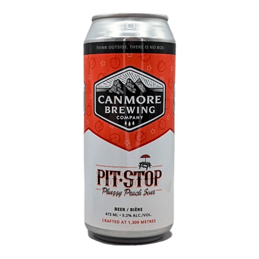 Pit Stop Phuzzy Peach Sour by Canmore Brewing Company, beer label