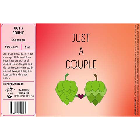 Bald Birds Just A Couple IPA by Bald Birds Brewing Co., beer label