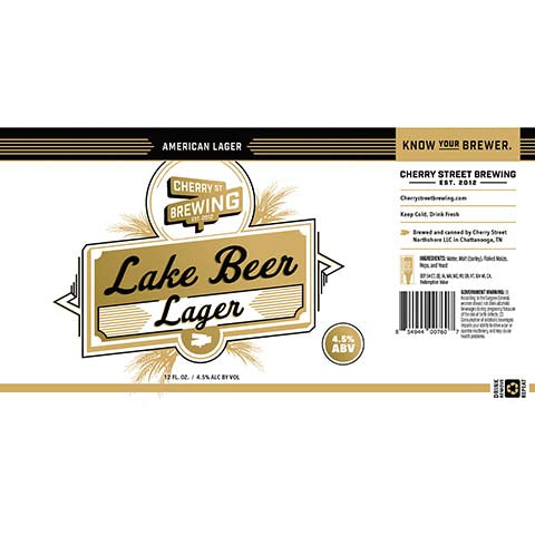 Cherry St Lake Beer Lager by Cherry Street Brewing, beer label