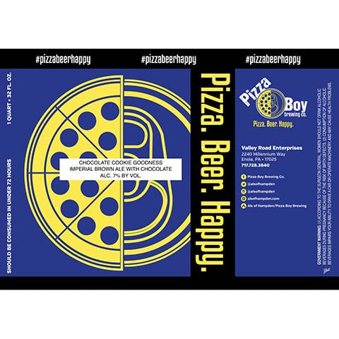 Pizza Boy Chocolate Cookie Goodness Imperial Brown Ale by Pizza Boy Brewing Co, beer label