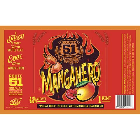 Route 51 Manganero Wheat Beer by Route 51 Brewing Company, beer label