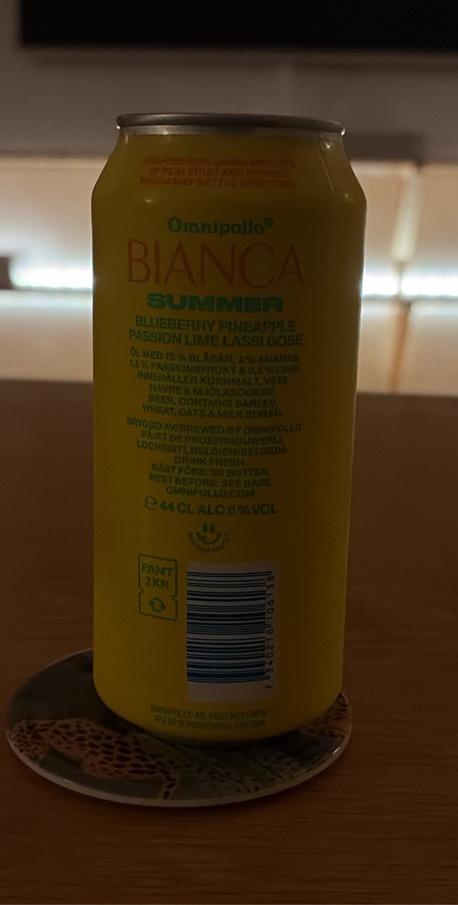 Bianca Summer by Omnipollo, beer label